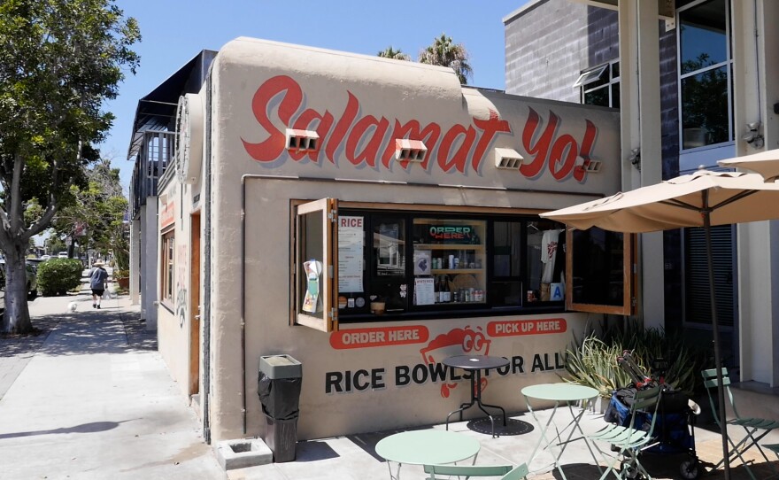 White Rice Bodega on Adams Avenue with Koy Sun's painted storefront. 27 August 2024.